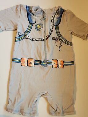 Stella McCartney Light Gray Astronaut Harness Print One-Piece Swim Suit